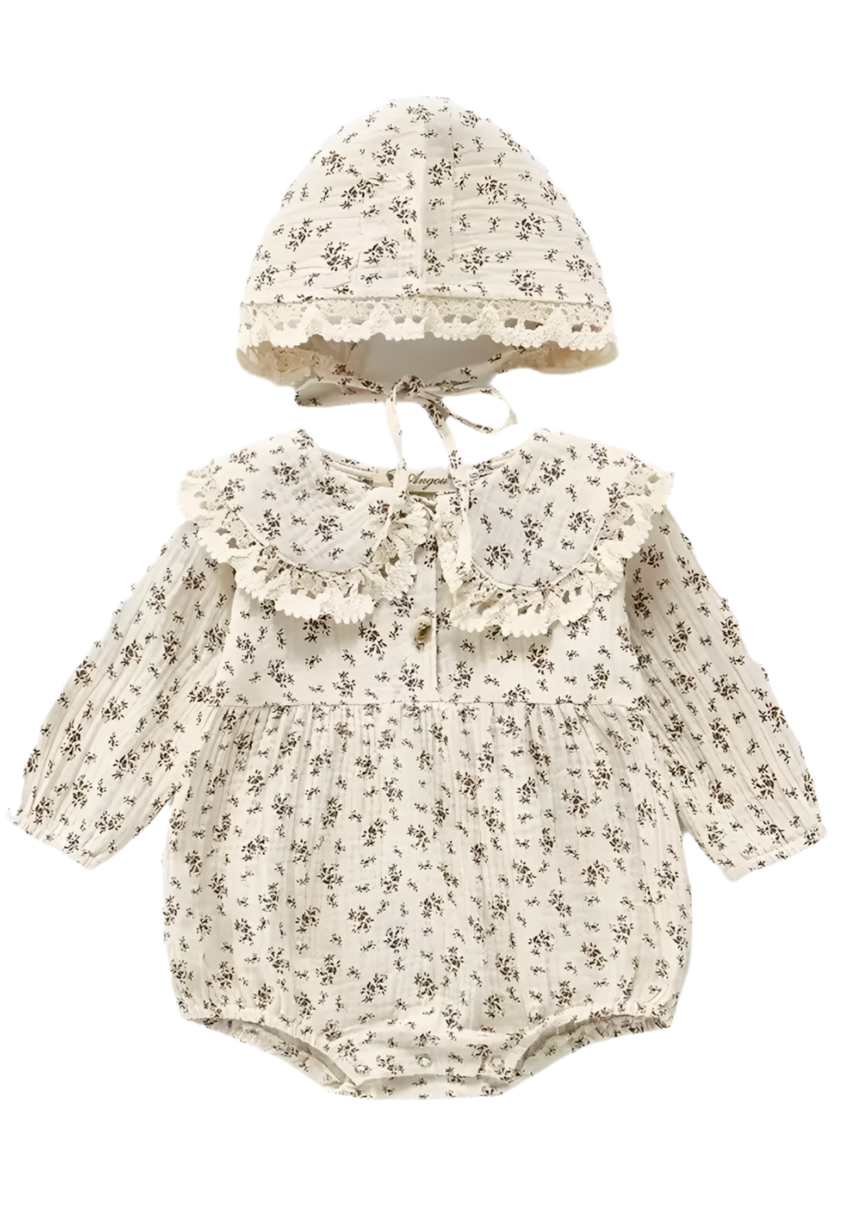 Floral romper and bonnet