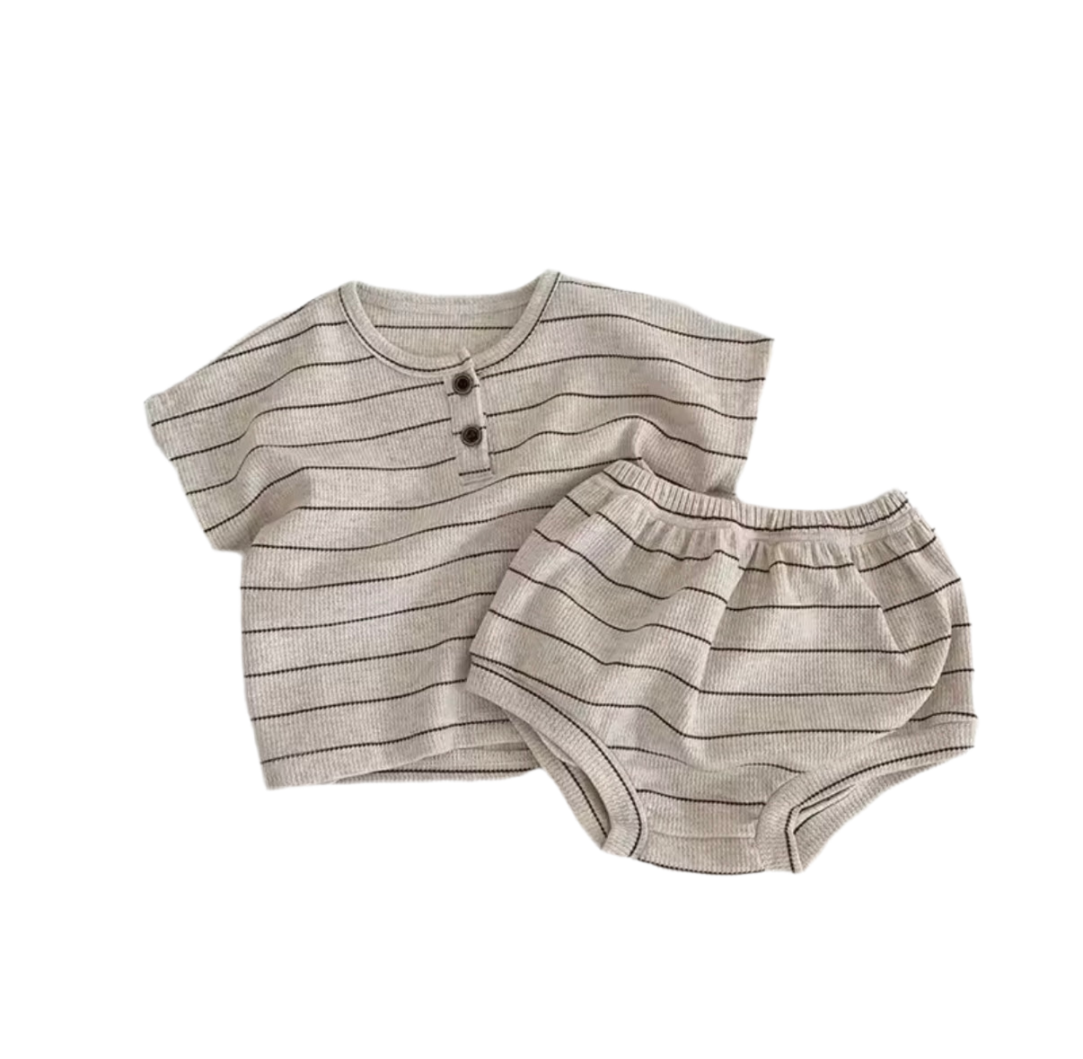 Summer Baby Outfit Set – Striped Short Sleeve Tee & Bloomer Shorts