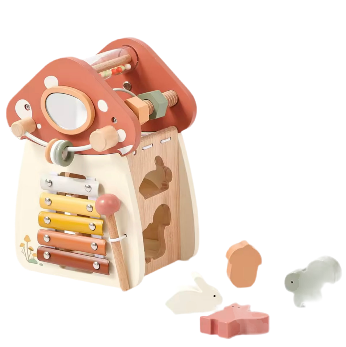 Montessori Five-in-one Wooden Mushroom Toy