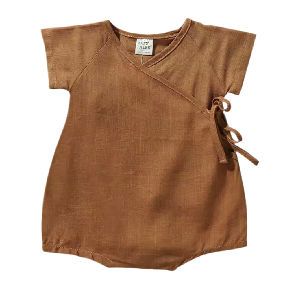 Summer Baby Boy Romper – Cotton Linen Short Sleeve Bodysuit for Newborns & Toddlers