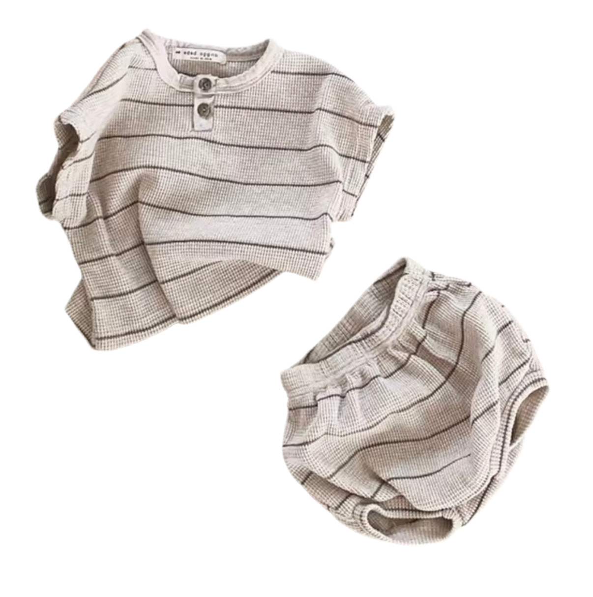 Summer Baby Outfit Set – Striped Short Sleeve Tee & Bloomer Shorts