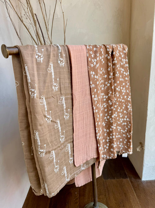 3 Pack Bamboo Cotton Muslin Swaddle Blankets